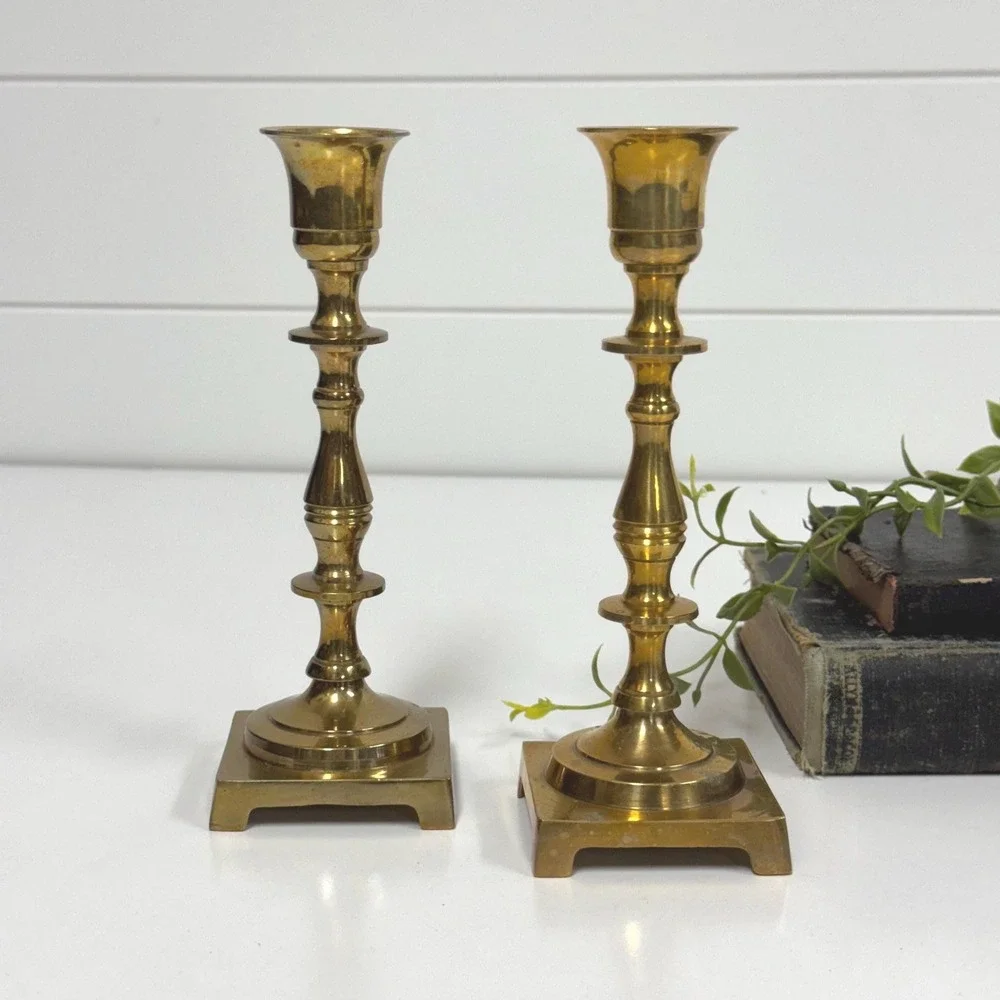 Vintage Brass candlestick‎ set- 7